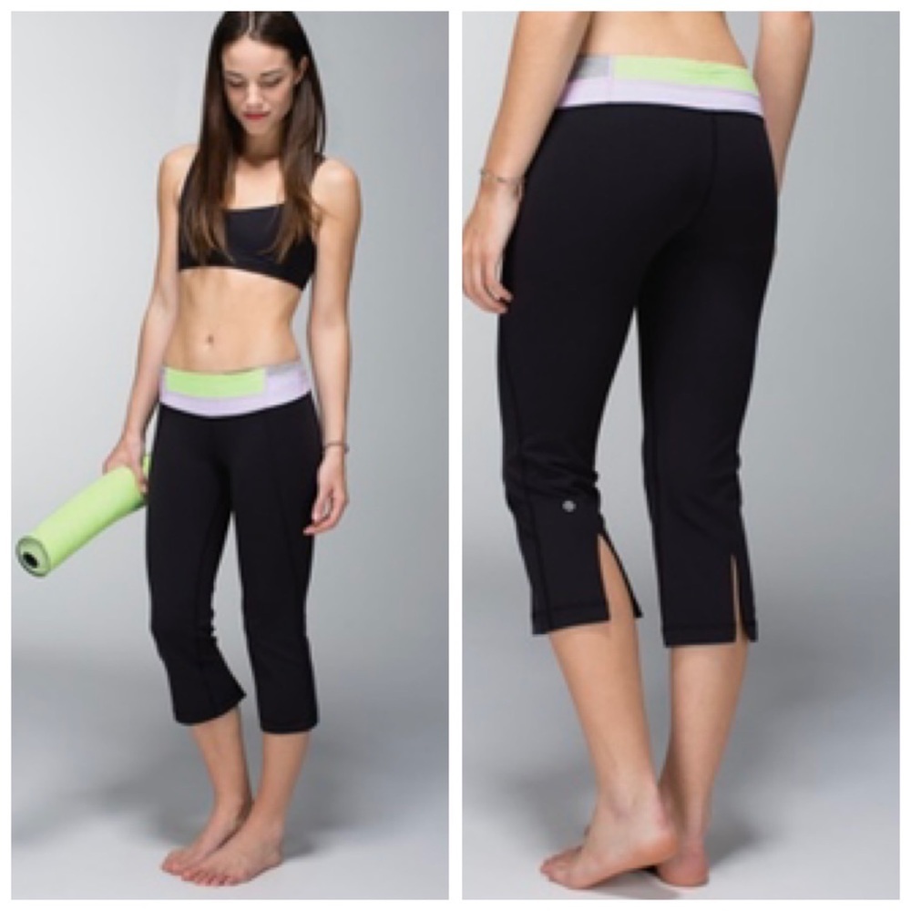 Lululemon Gather & Crow Crop Full-On Leon Pants Slits Flare Legging Stretch Yoga